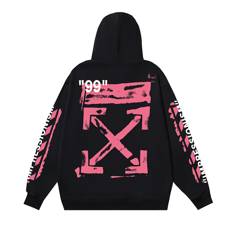 Off-White Pink Print Black Hoodie