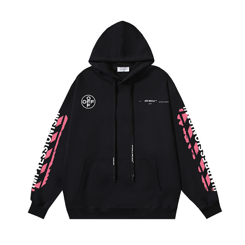 Off-White Pink Print Black Hoodie